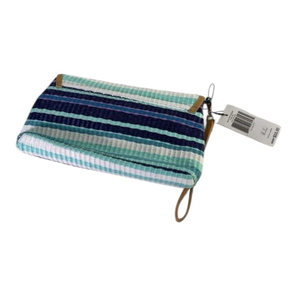 Vera Bradley Blue Teal Purple Striped Clutch Wristlet - Picture 2 of 10